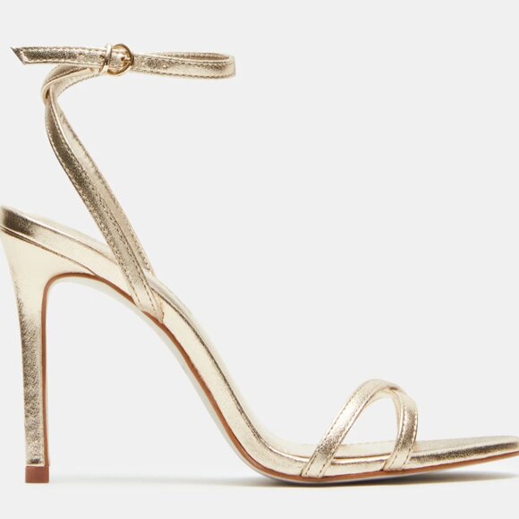 Steve Madden Jypsey Gold Leather Strappy Heels | Size 8.5 - Picture 1 of 7